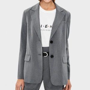 Bershka Oversized Button Front Grey Blazer Jacket Size Medium